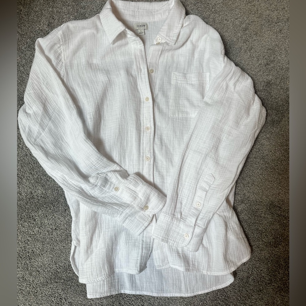 JCREW Soft Button Down Gauze Shirt Size L